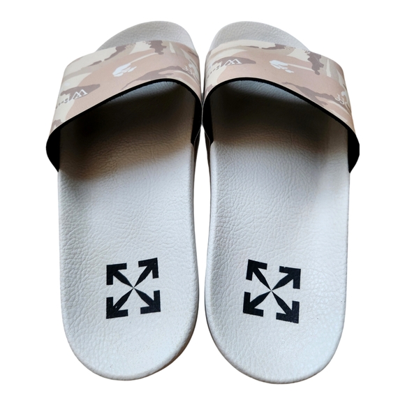 OFF-WHITE Pool Slides Camo Beige Virgil Abloh Industrial Logo Men Size EU 40 main image 5